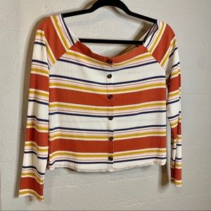 Off The Shoulder Striped Shirt